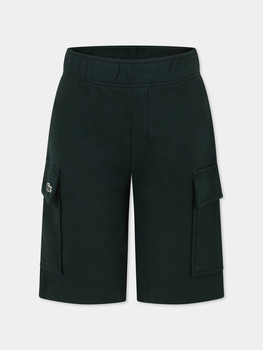 Shorts verde per bambino con coccodrillo,Lacoste,GJ7372 YZP