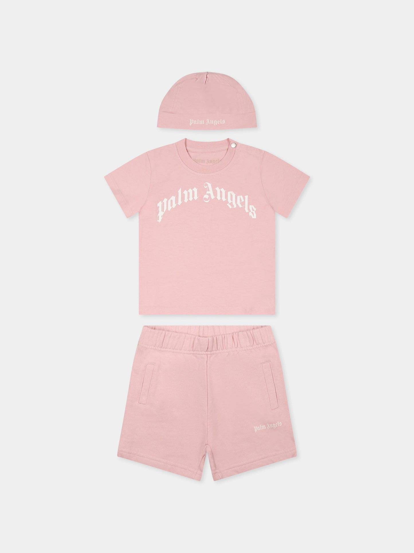 Completo nascita rosa per neonata con logo,Palm Angels,PG2X012S25JER0013103