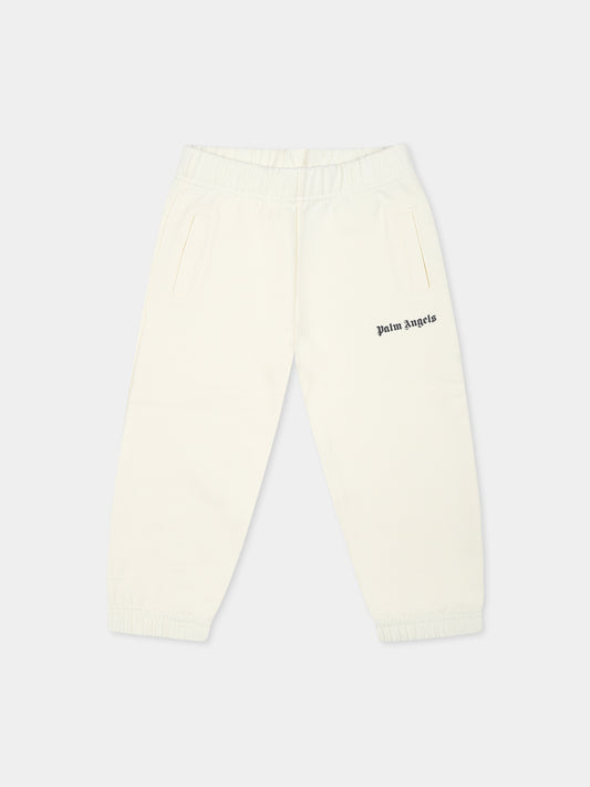 Pantalon ivoire pour bébé fille avec logo