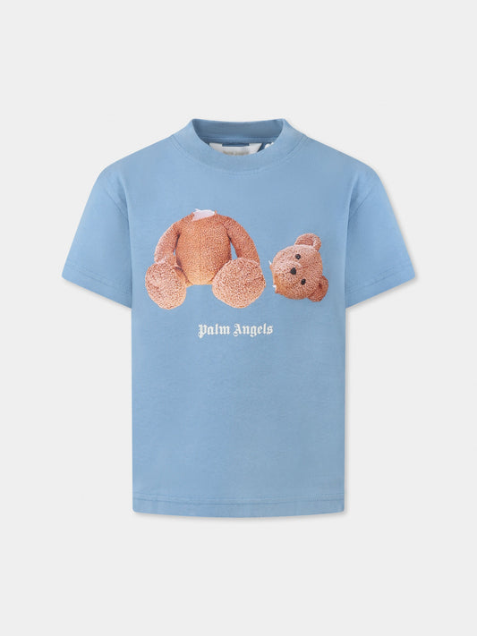 T-shirt bleu ciel pour garçon avec ours