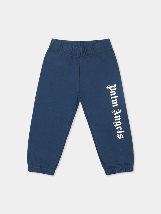 Pantalon bleu pour bébé garçon avec logo