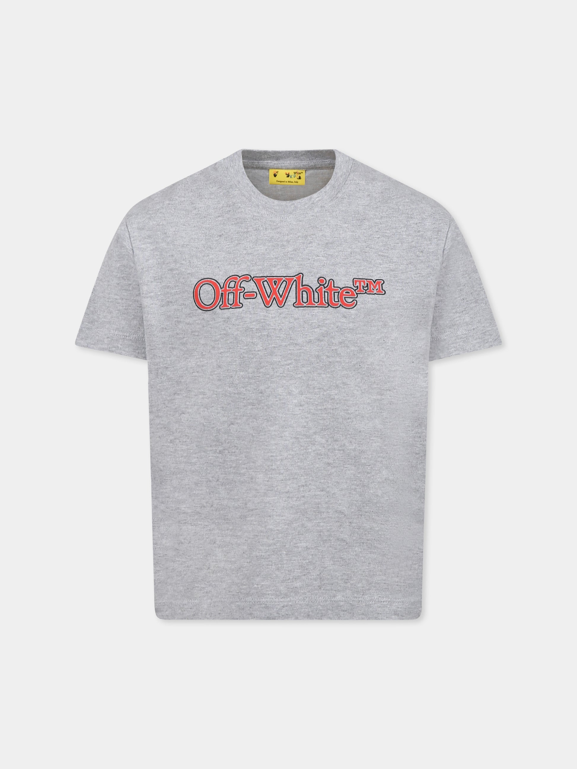 T-shirt grigia per bambino con logo,Off White,OBAA002S25JER0010826