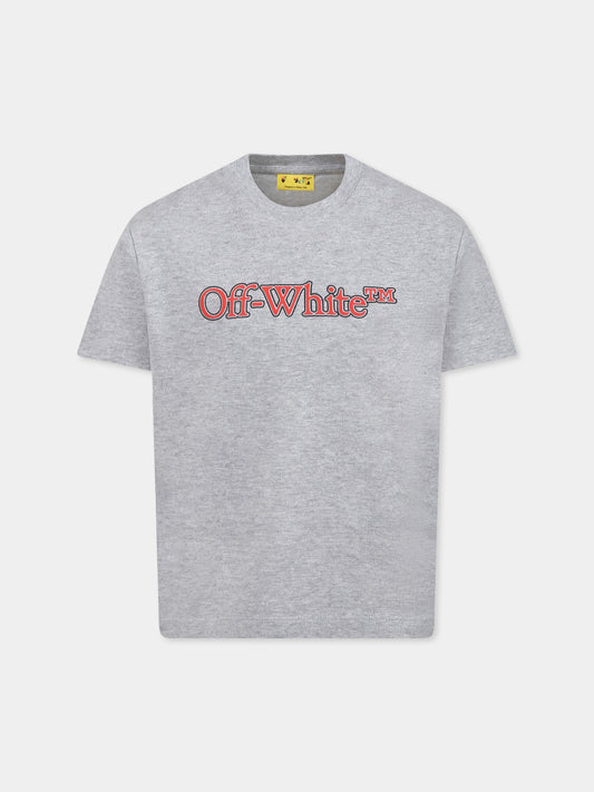 T-shirt grigia per bambino con logo,Off White,OBAA002S25JER0010826