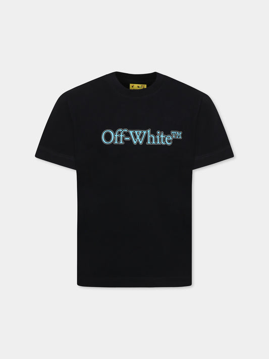 T-shirt nera per bambino con logo,Off White,OBAA002S25JER0011040