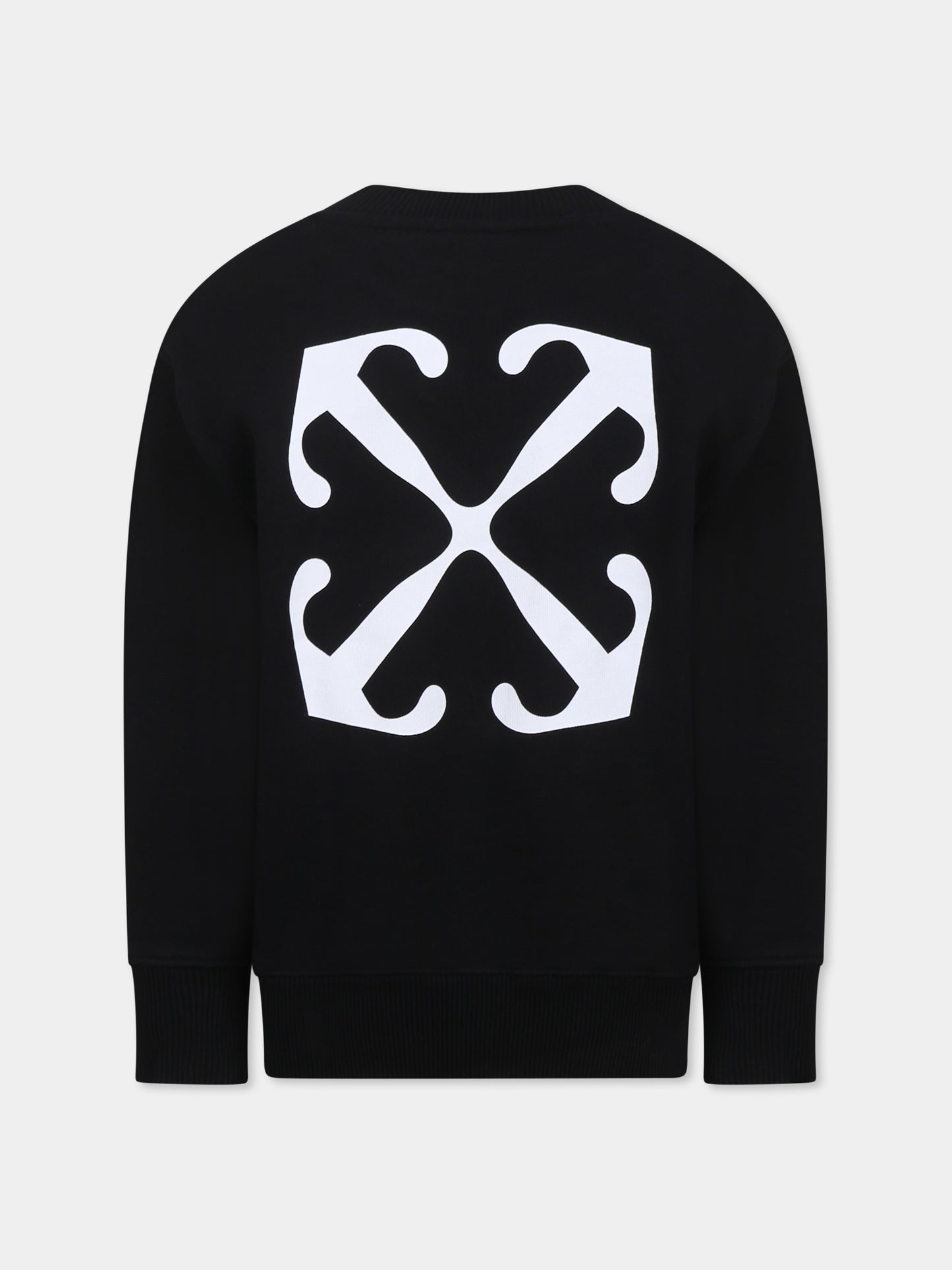 Felpa nera per bambino con logo,Off White,OBBA001C99FLE0041001