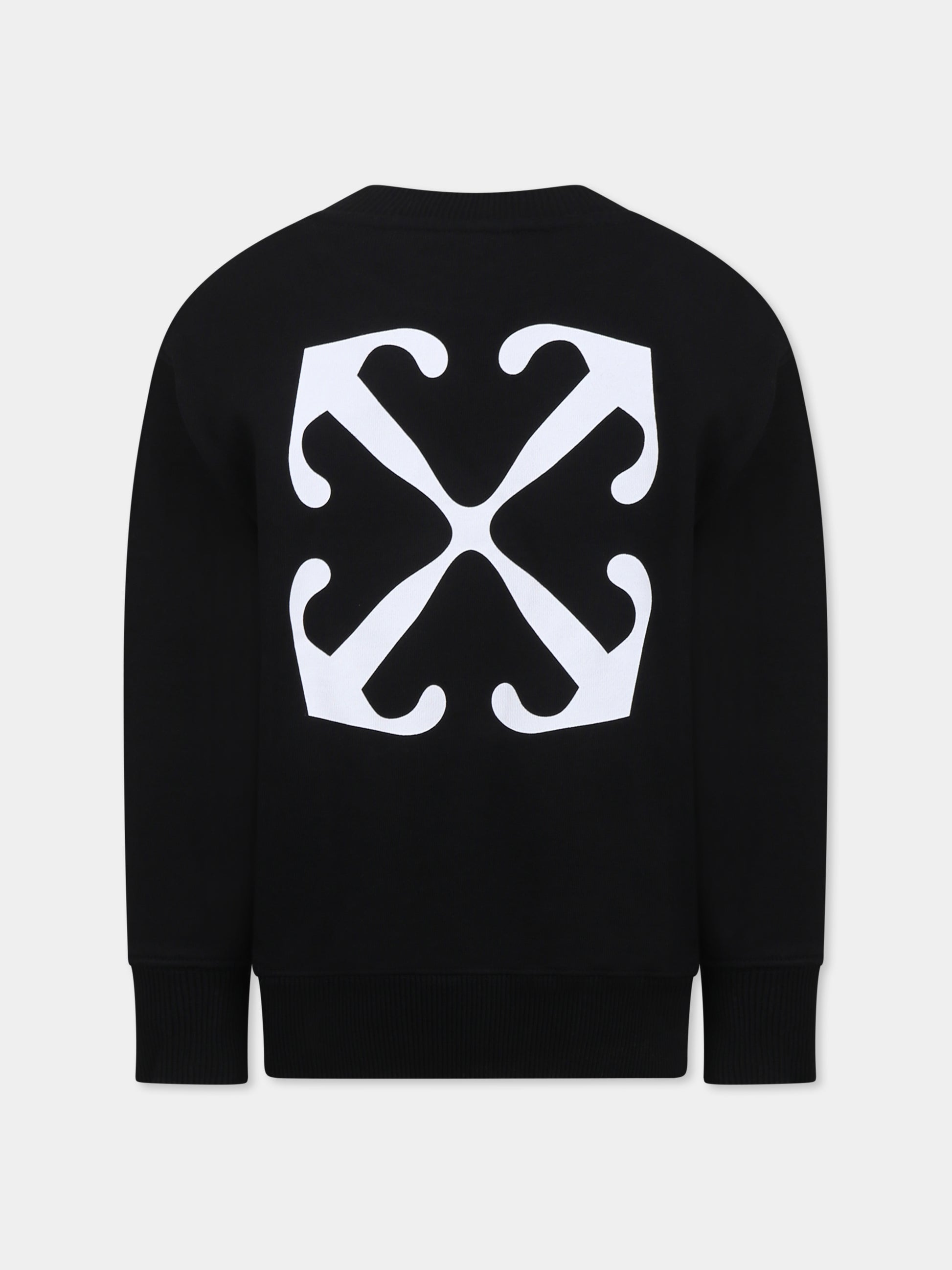 Felpa nera per bambino con logo,Off White,OBBA001C99FLE0041001