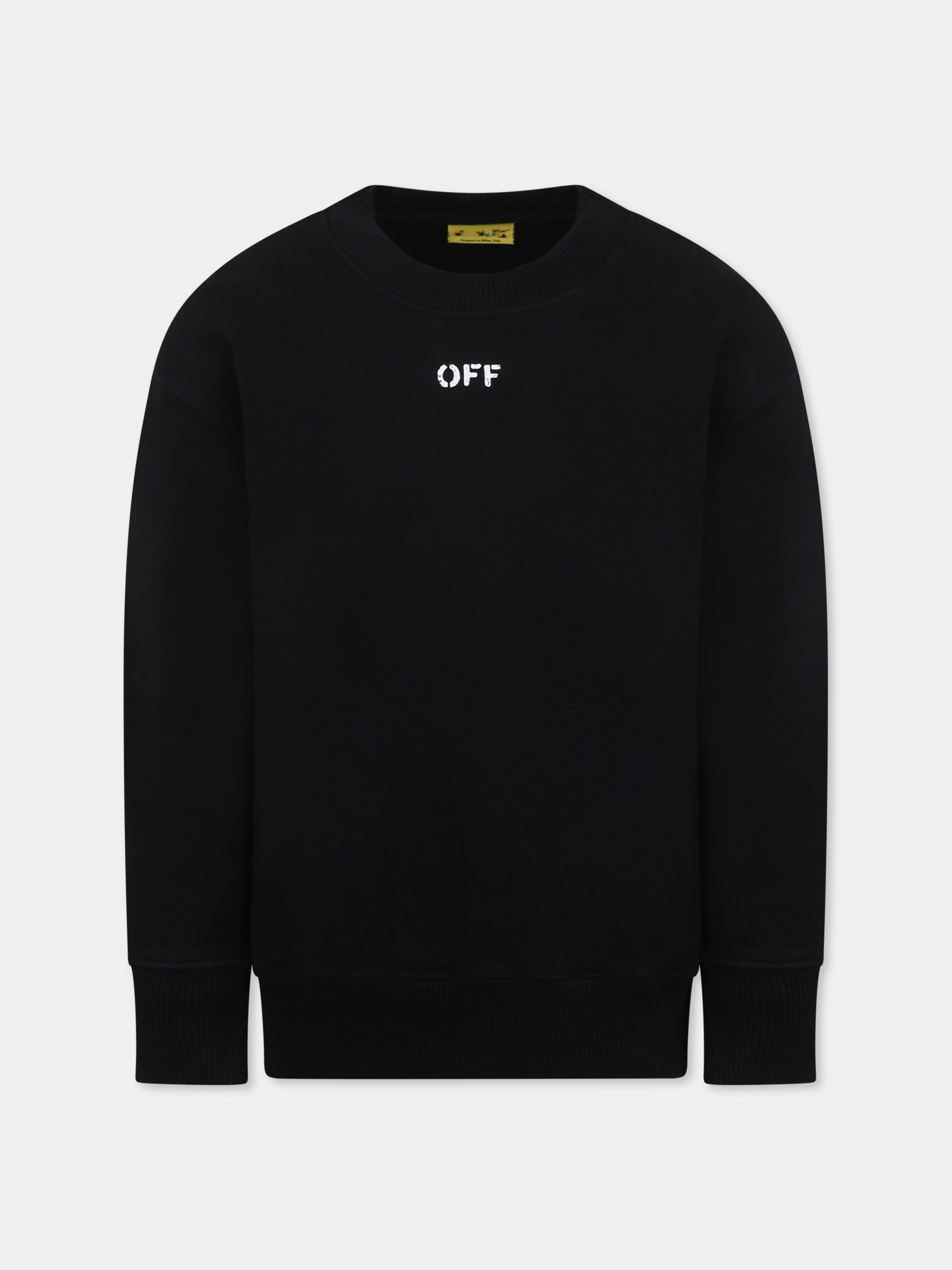 Felpa nera per bambino con logo,Off White,OBBA001C99FLE0041001