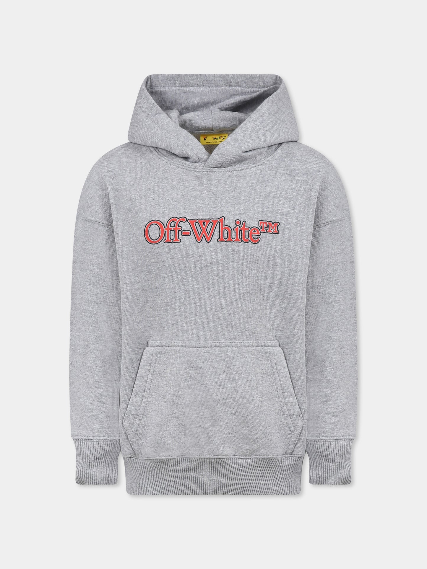 Felpa grigia per bambino con logo,Off White,OBBB001S25FLE0010826