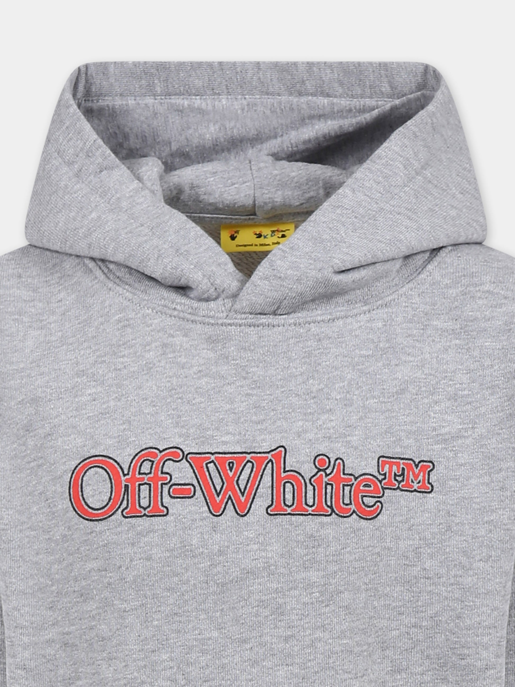 Felpa grigia per bambino con logo,Off White,OBBB001S25FLE0010826