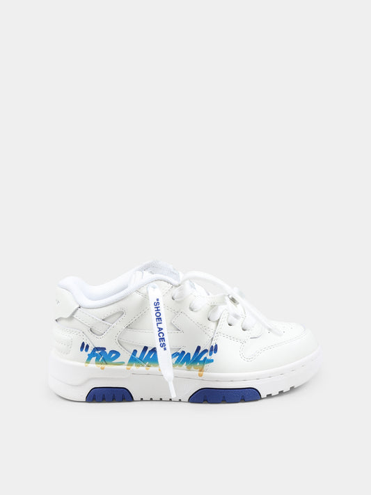 Sneakers Out of Office bianche per bambino con freccia,Off White,OBIA011S25LEA0020184
