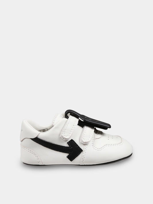 Sneakers avorio per neonati con freccia,Off White,OBIX001C99LEA0020110