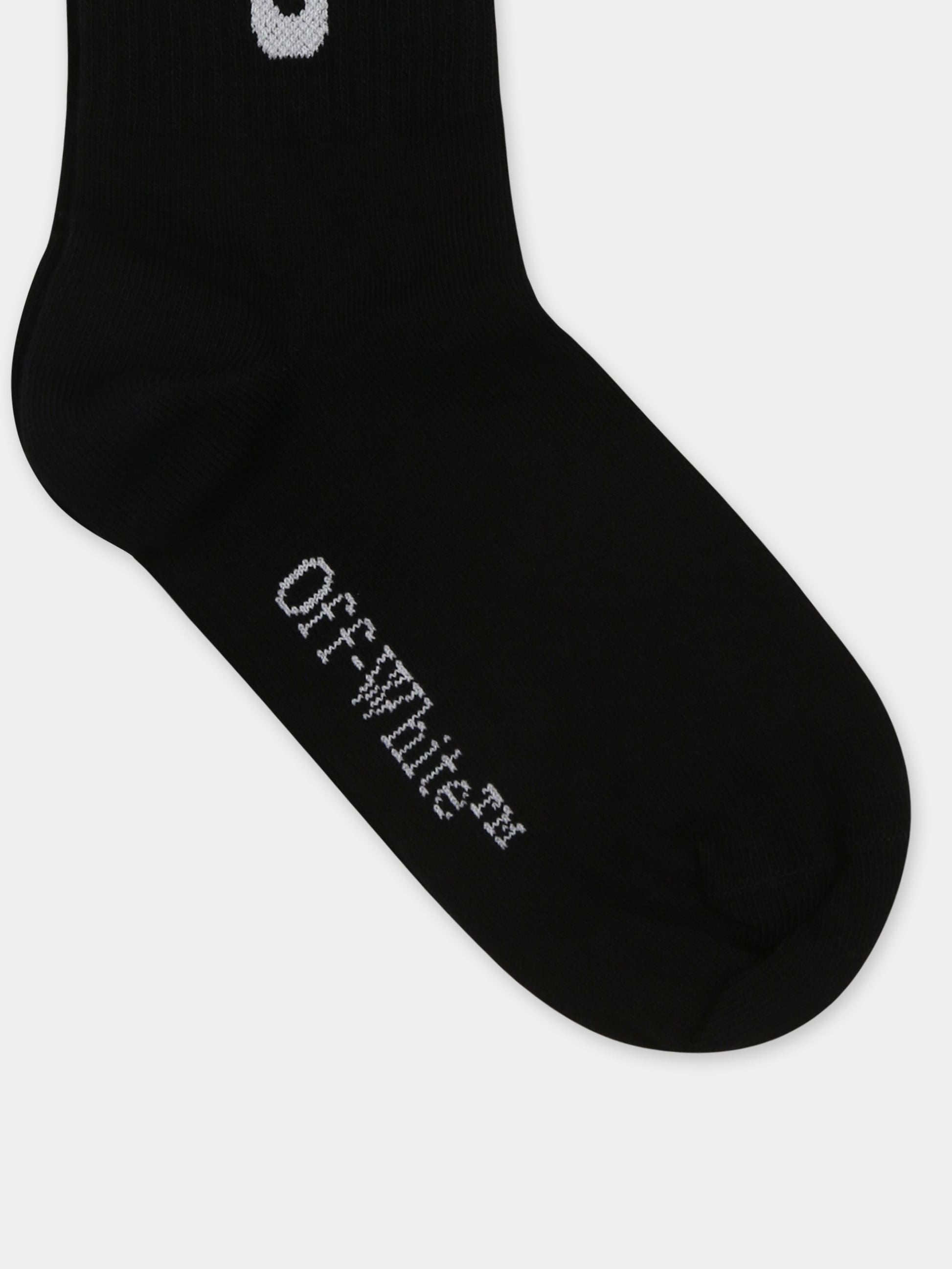 Calze nere per bambini con logo,Off White,OBRA003S25KNI0021001