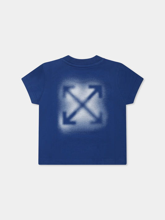 T-shirt blu per neonato con logo,Off White,OBXB001S25JER0024501