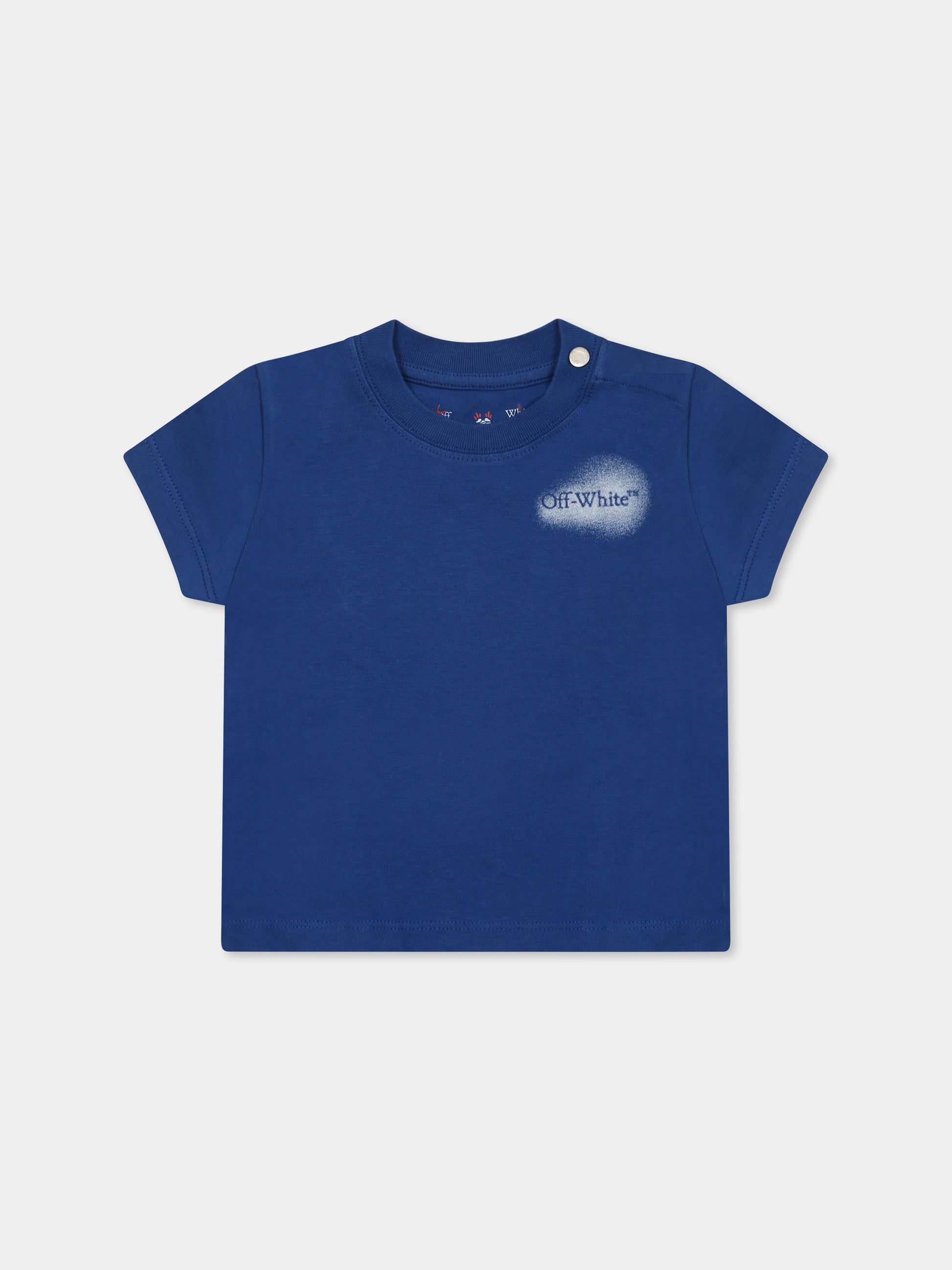T-shirt blu per neonato con logo,Off White,OBXB001S25JER0024501
