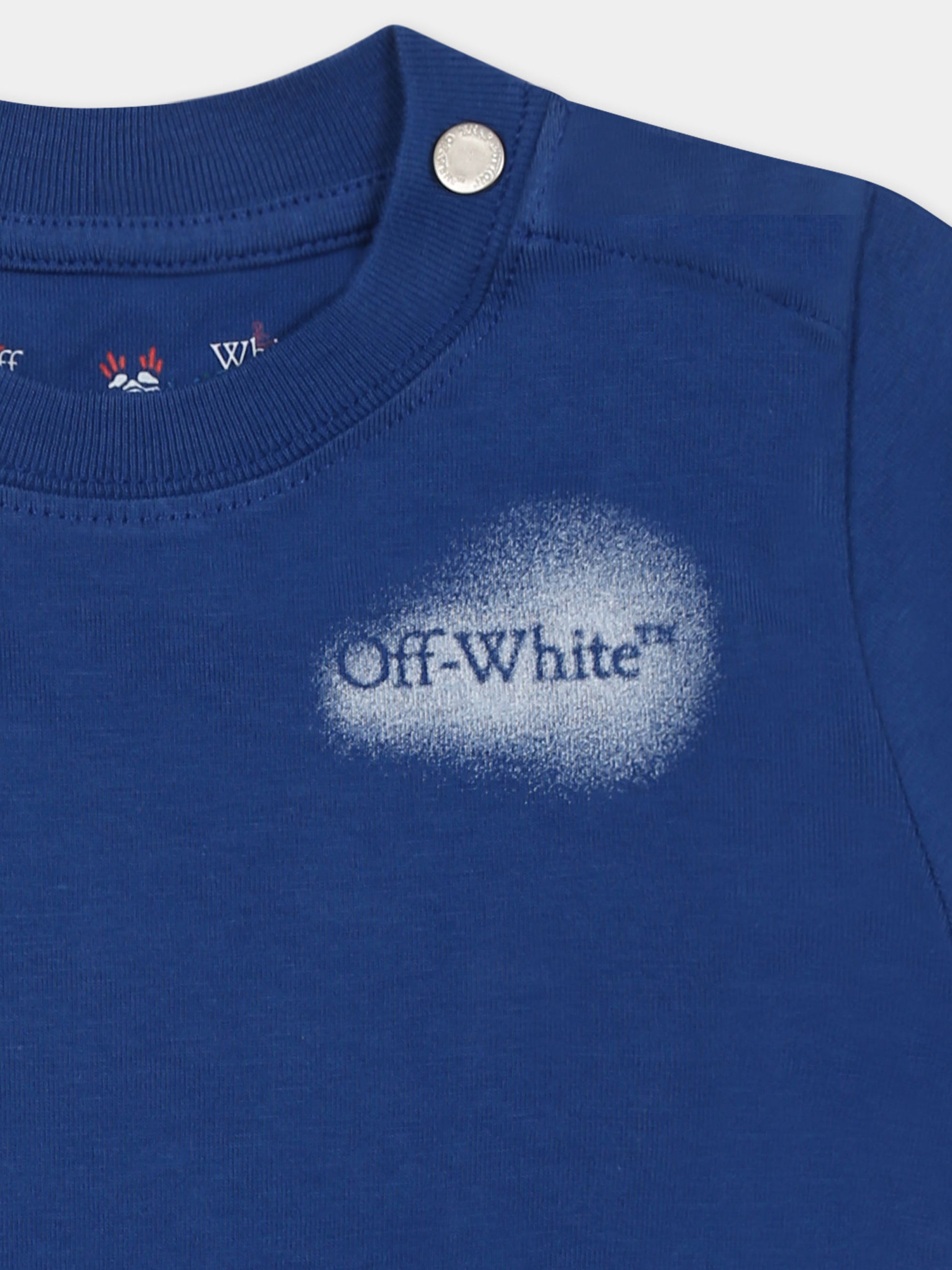 T-shirt blu per neonato con logo,Off White,OBXB001S25JER0024501