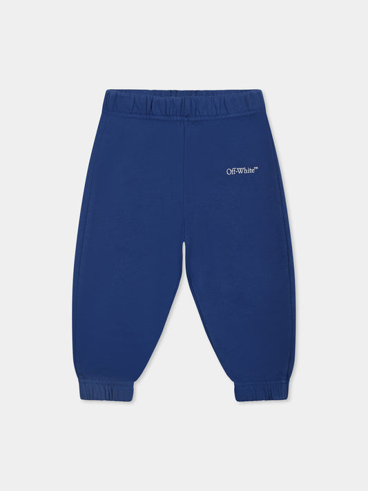 Pantaloni blu per neonato con logo,Off White,OBXD001S25FLE0014501