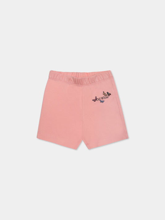 Short rose pour bébé fille avec logo