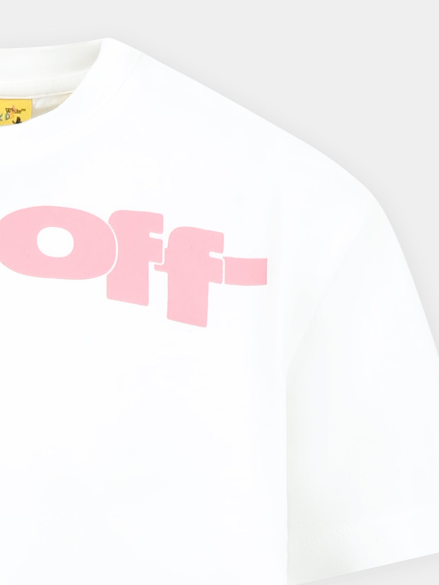 T-shirt crop bianca per bambina con logo,Off White,OGAA019S25JER0010130