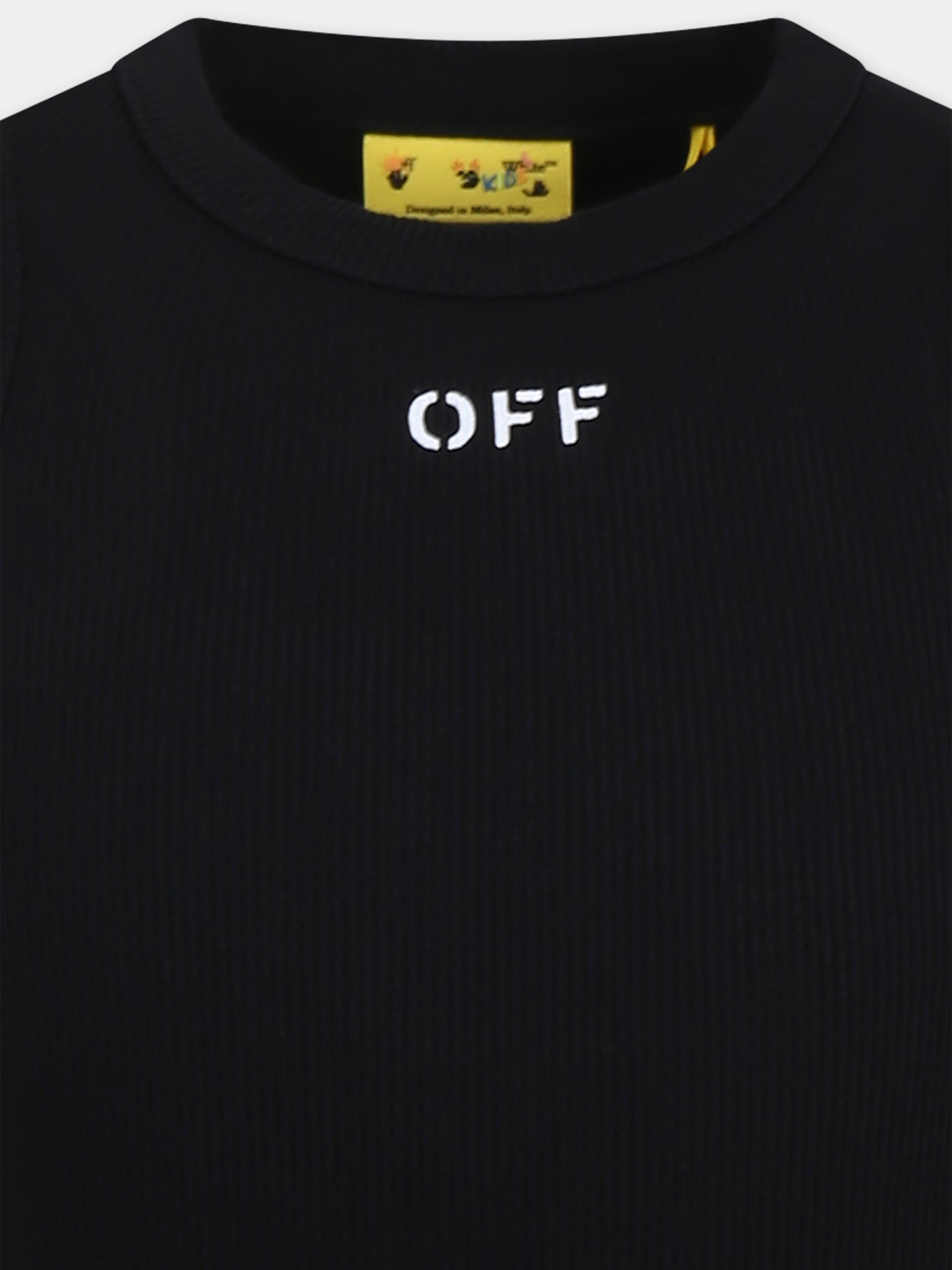 Canotta nera per bambina con logo,Off White,OGAD009S25JER0011001