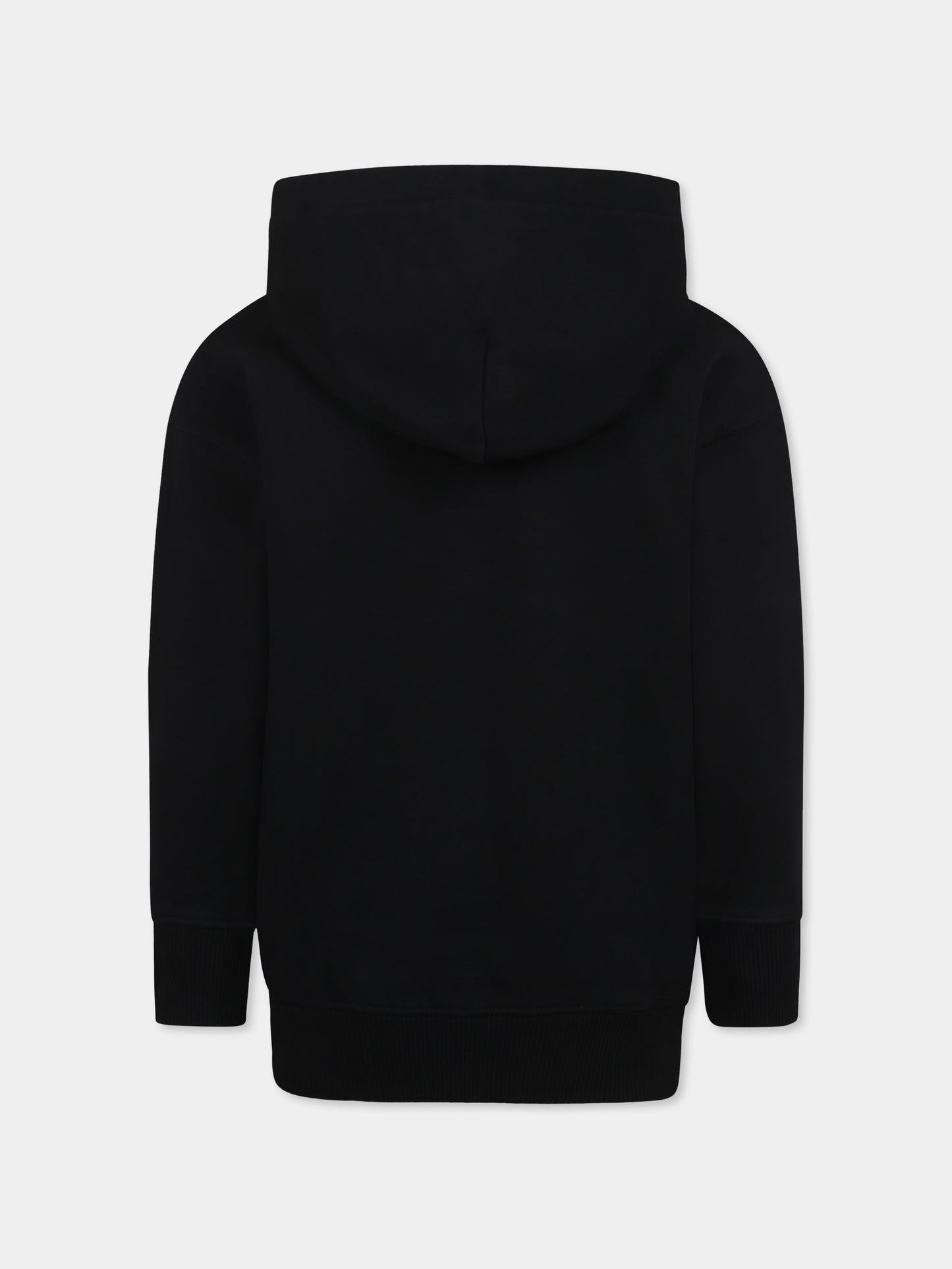 Felpa nera per bambina con logo e farfalle,Off White,OGBB002S25FLE0011001