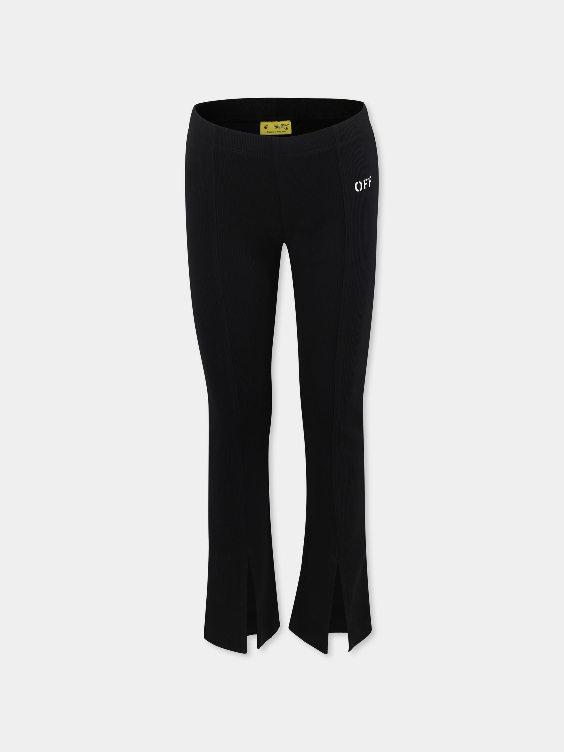 Leggings neri per bambina con logo,Off White,OGCA009S25JER0011001