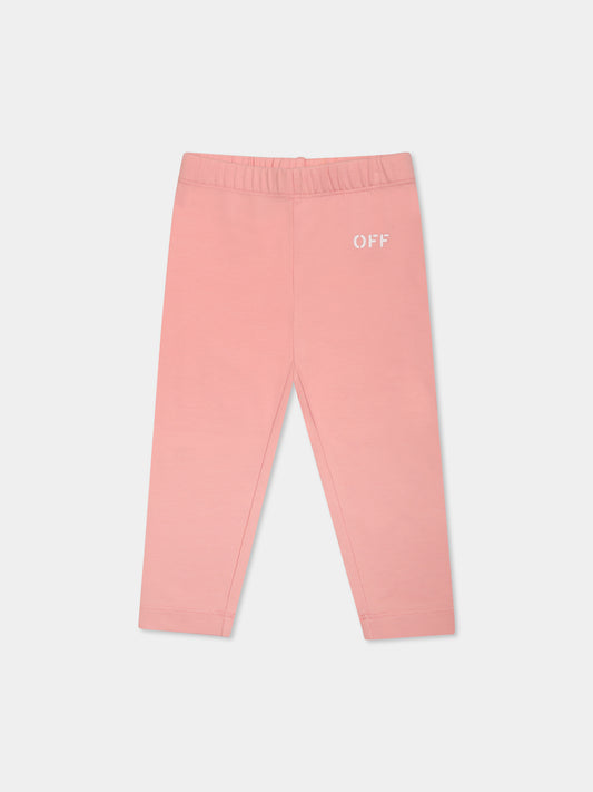 Legging rose pour bébé fille avec logo