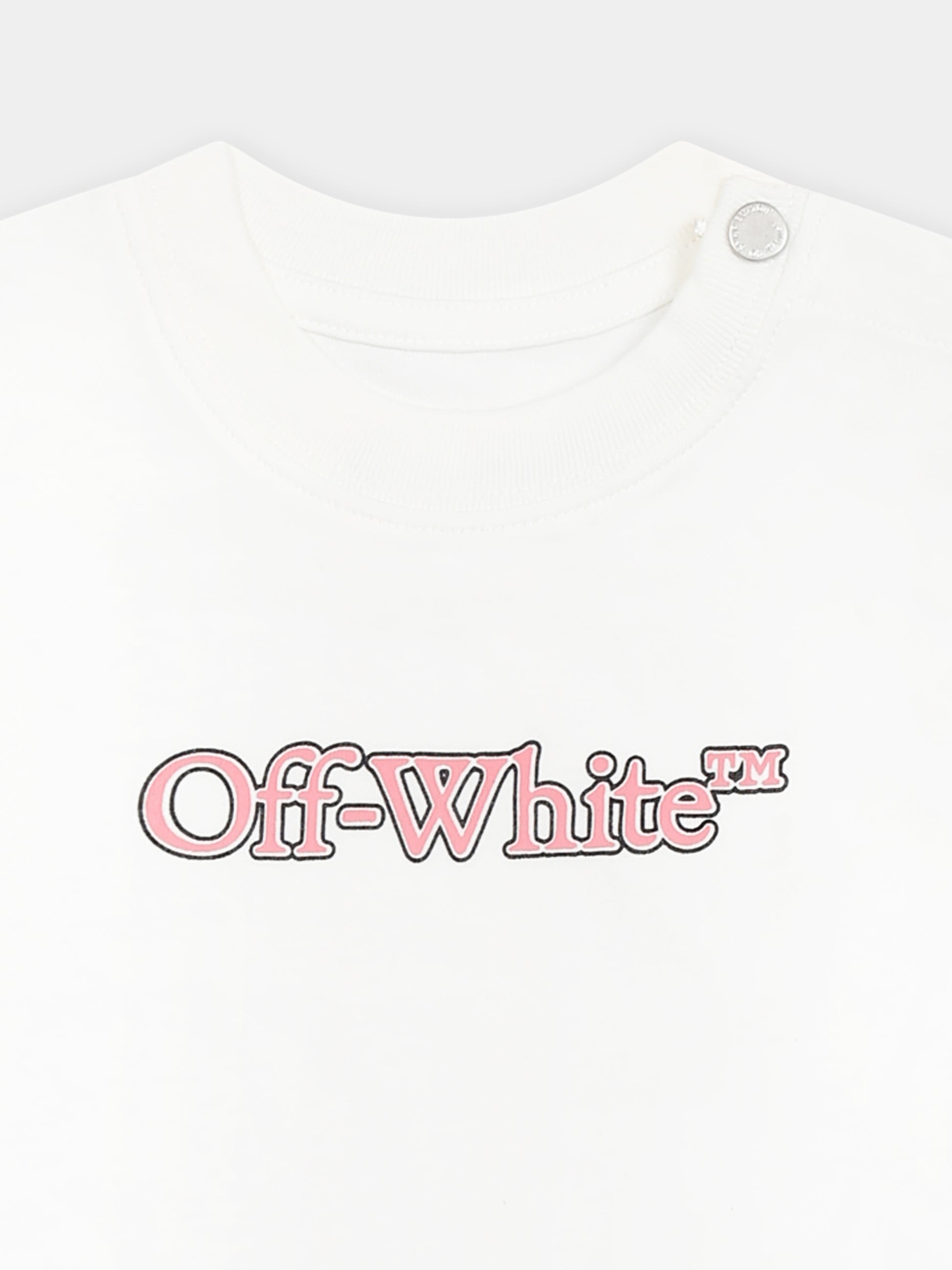 T-shirt bianca per neonata con logo,Off White,OGXB001S25JER0010130