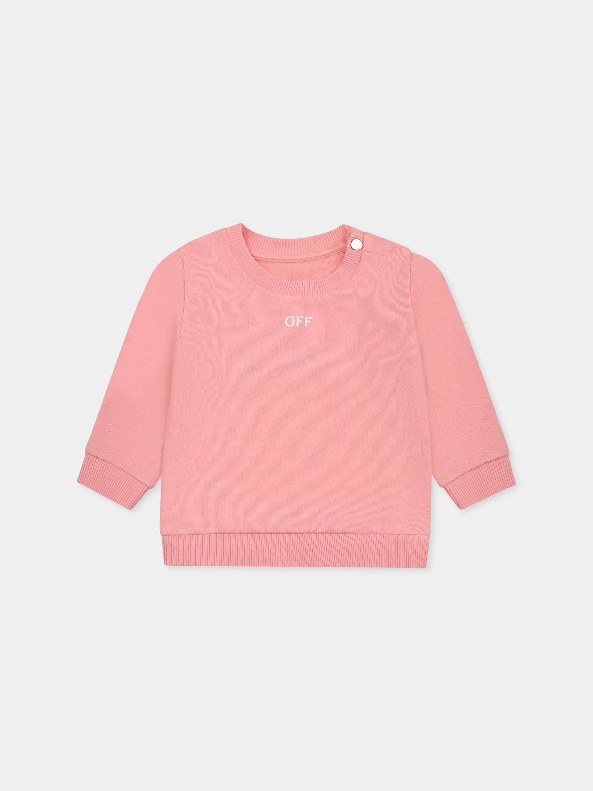 Felpa rosa per neonata con logo,Off White,OGXC001S25FLE0033001