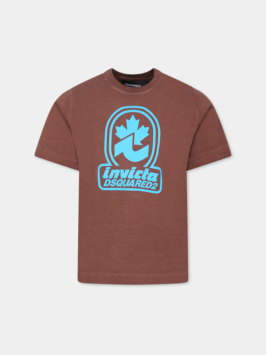 T-shirt marron pour enfants avec logo