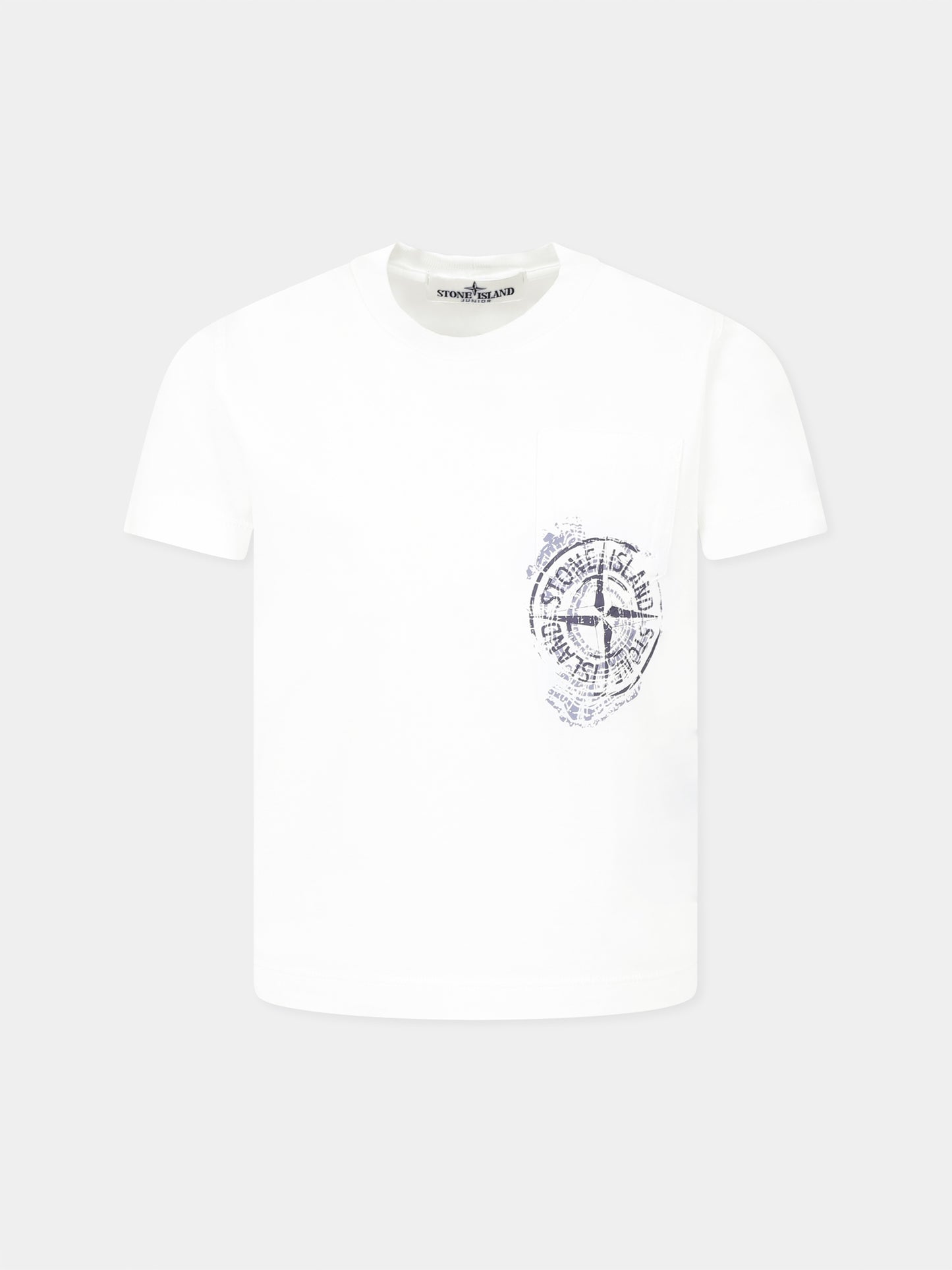 T-shirt blanc pour garçon avec boussole
