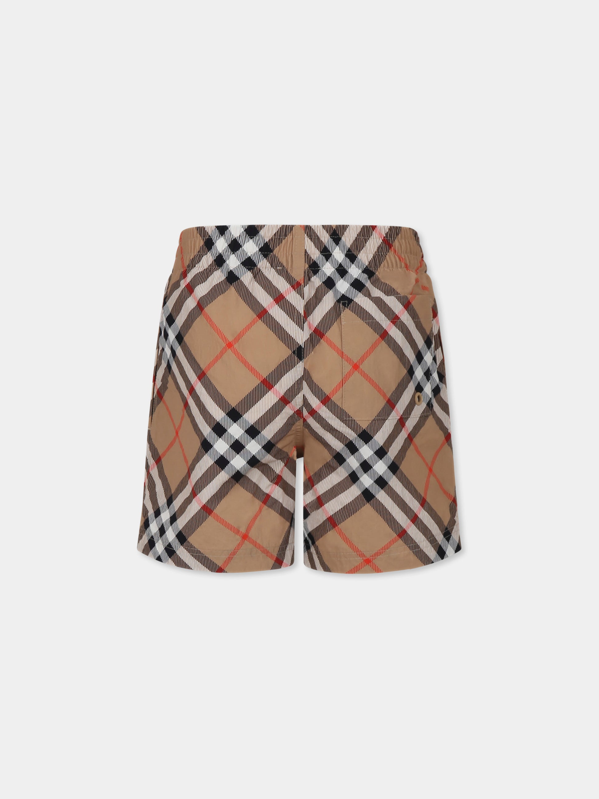 Boxer mare beige per bambino con check vintage,Burberry Kids,8100049 B9368