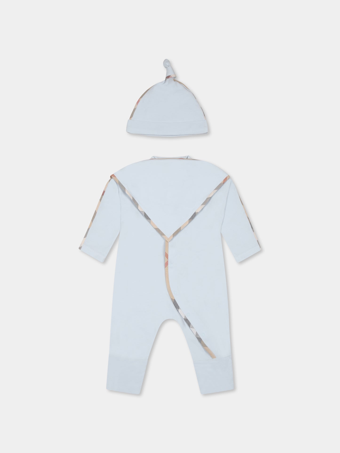 Ensemble combinaison bleu clair pour bébé garçon avec vintage check