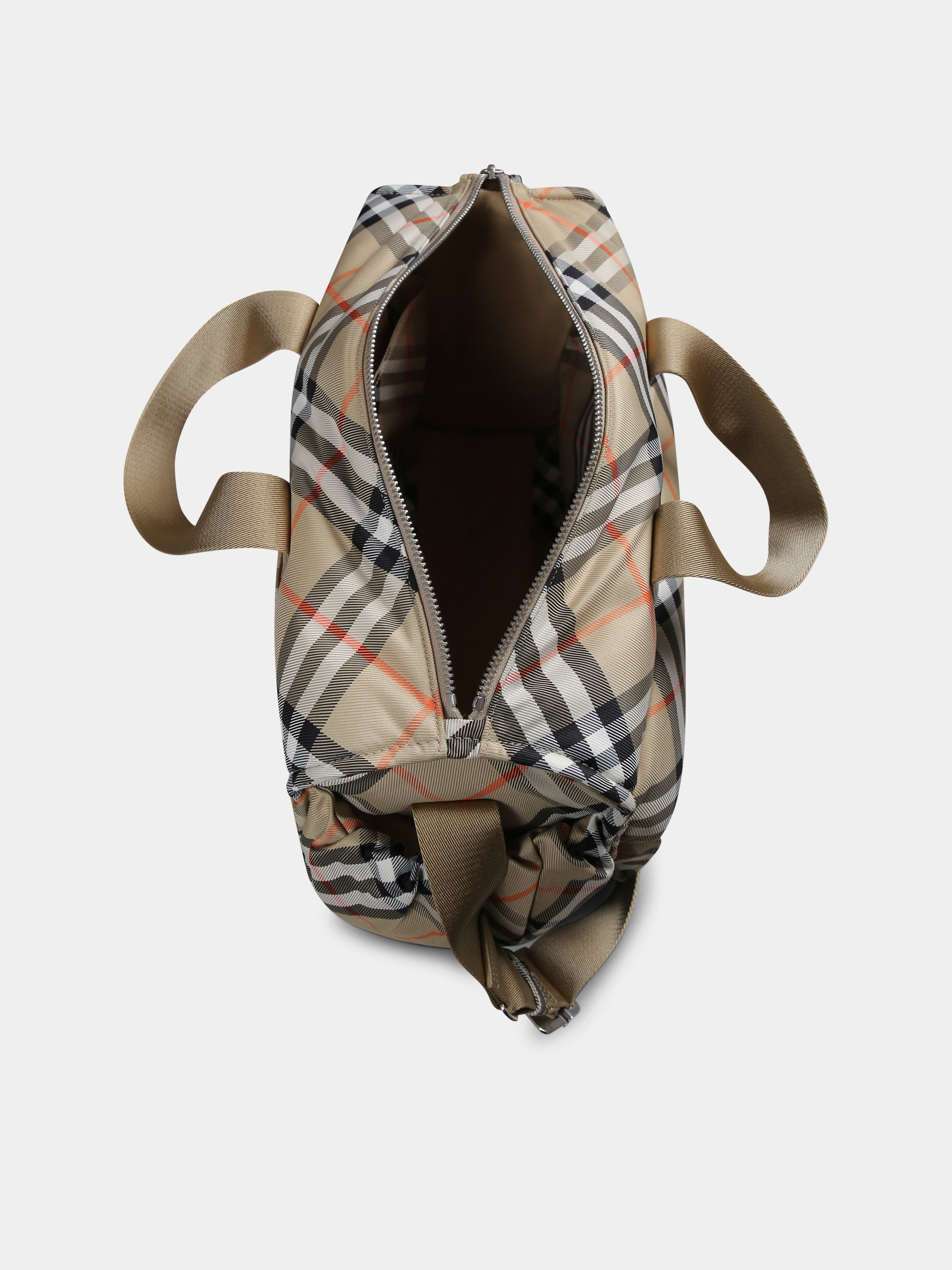 Borsa mamma beige per neonati con check vintage,Burberry Kids,8100214 B9368