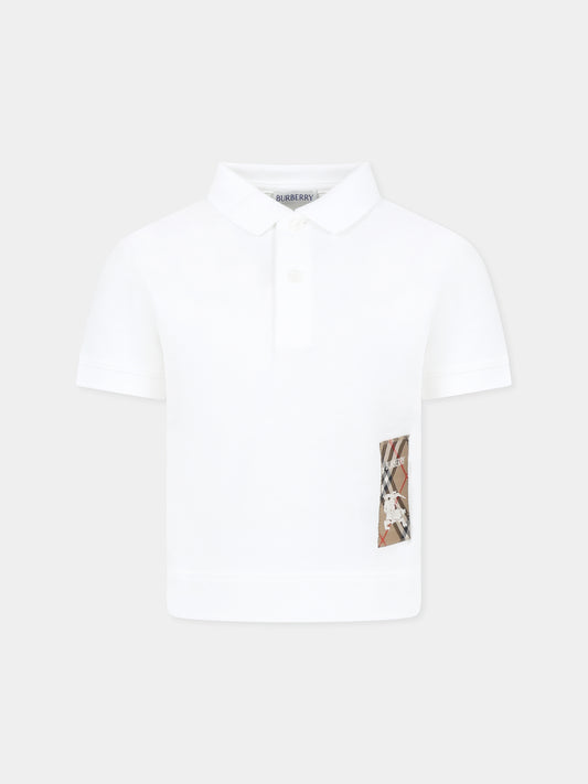 Polo blanc pour garçon avec chevalier équestre