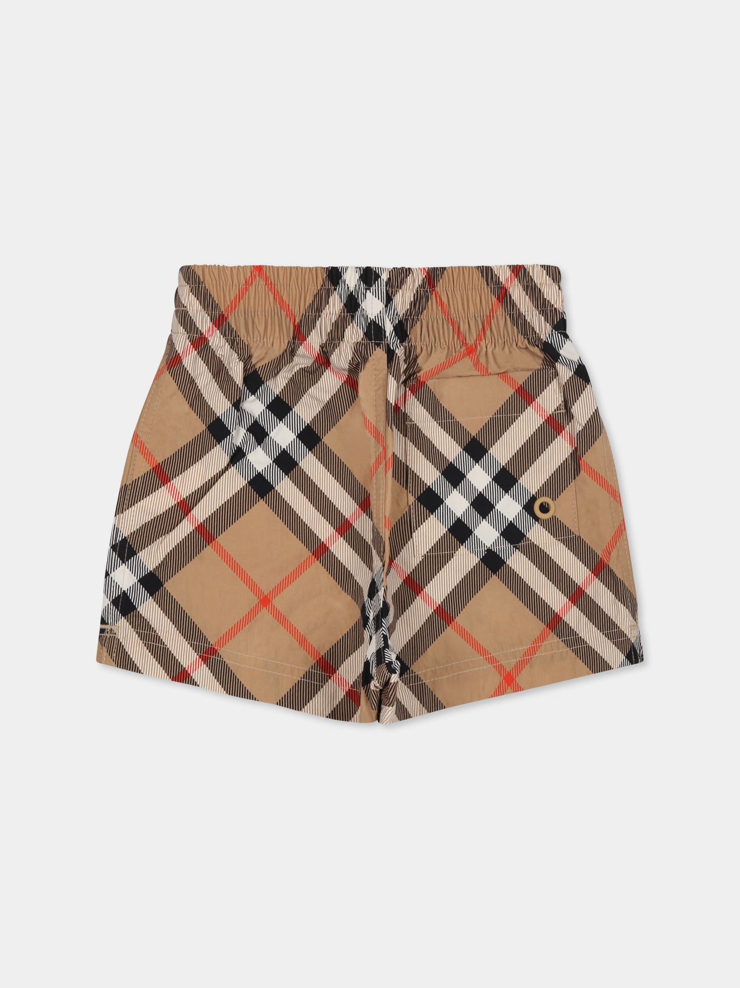 Short de bain beige pour bébé garçon avec vintage check