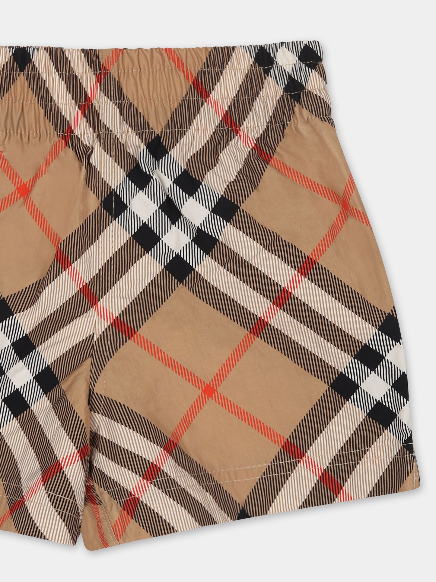 Short de bain beige pour bébé garçon avec vintage check
