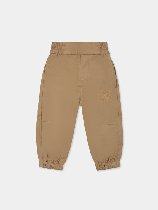 Pantalon beige pour bébé garçon avec logo
