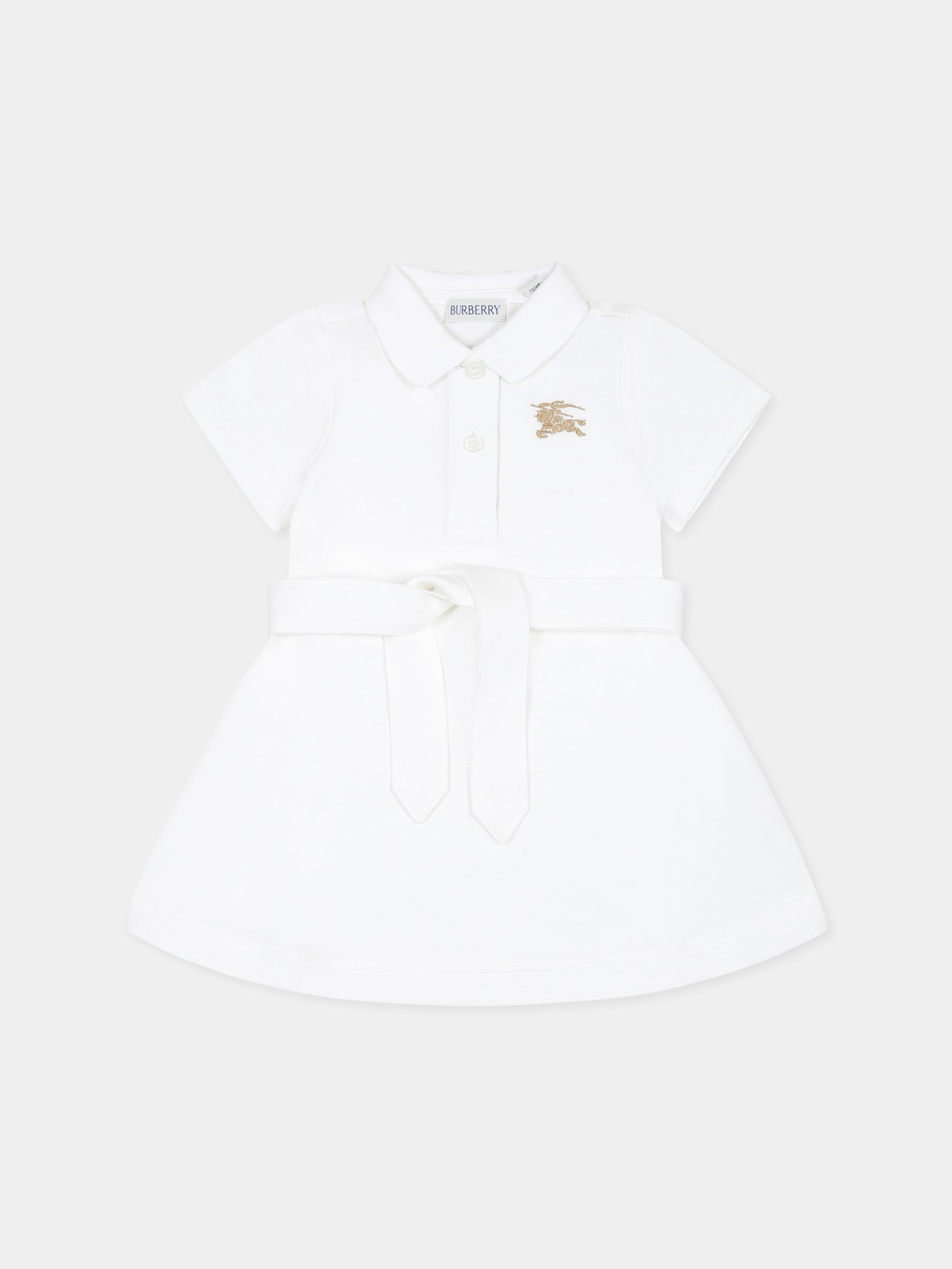 Vestito bianco per neonata con cavaliere equestre,Burberry Kids,8100494 A1464