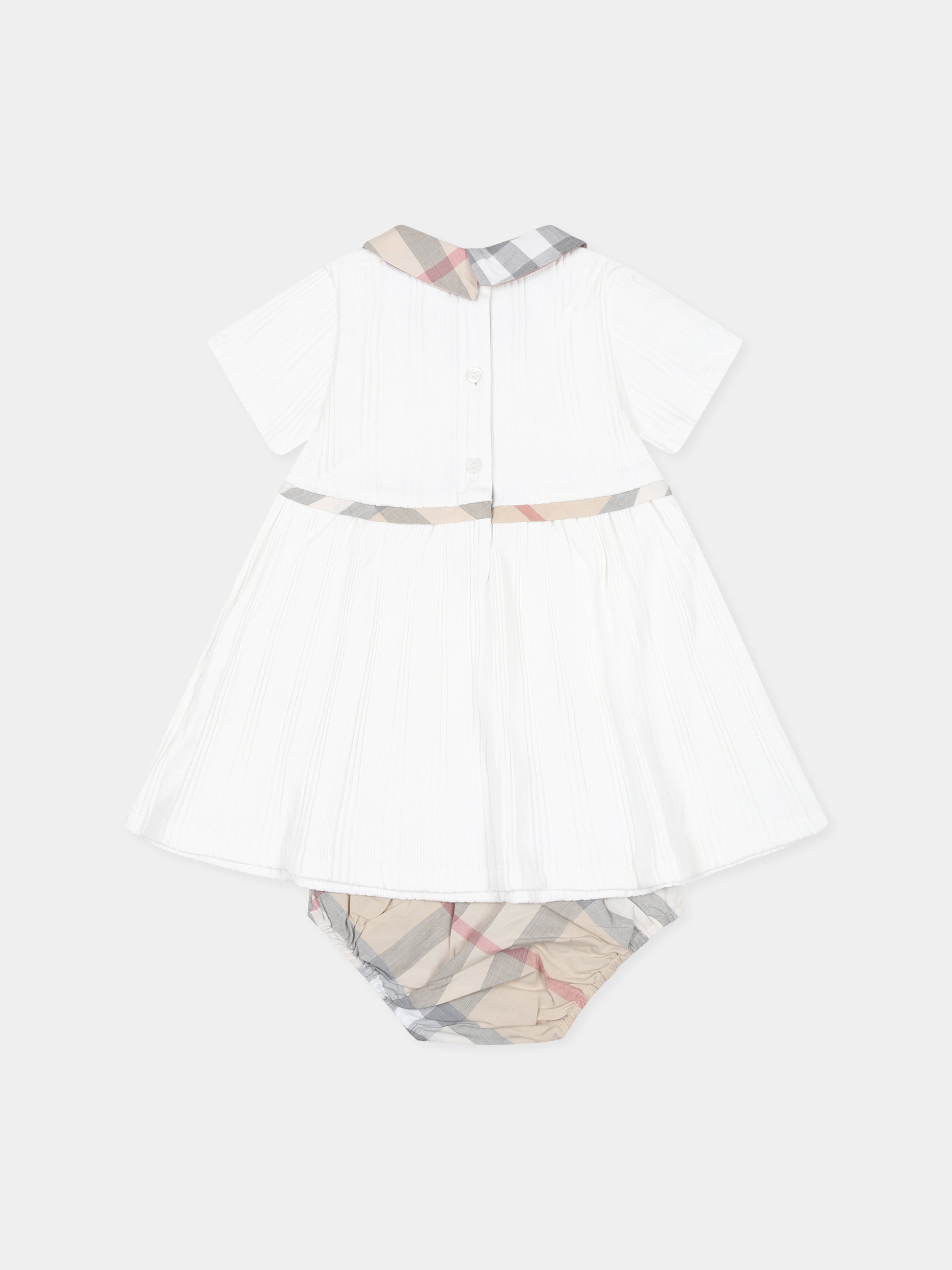 Vestito avorio per neonata con check vintage,Burberry Kids,8100224 A1464