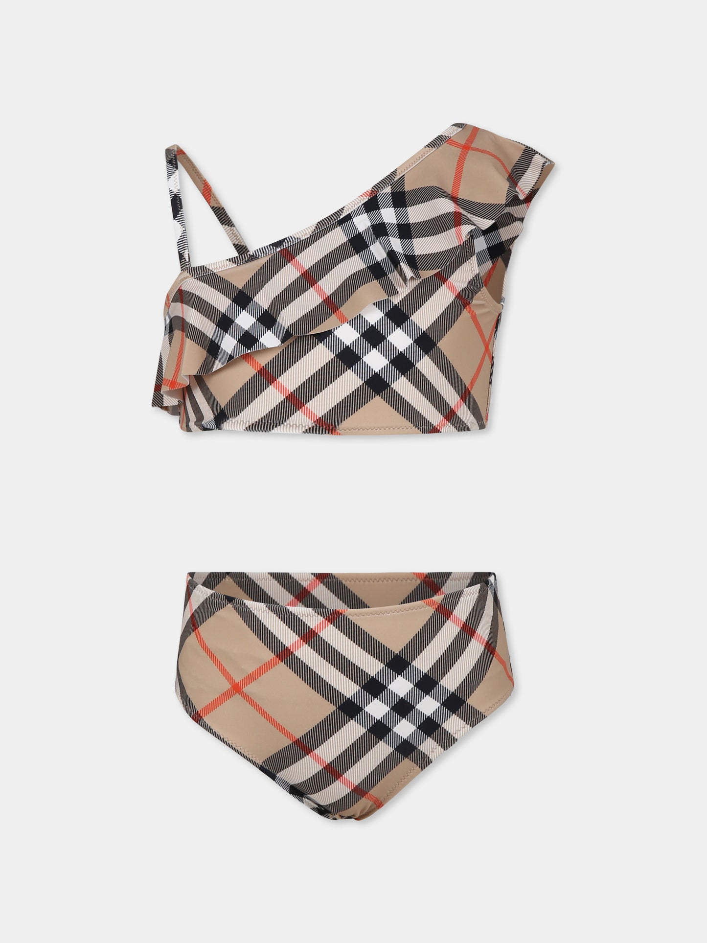 Bikini beige per bambina con check vintage,Burberry Kids,8100076 B9368