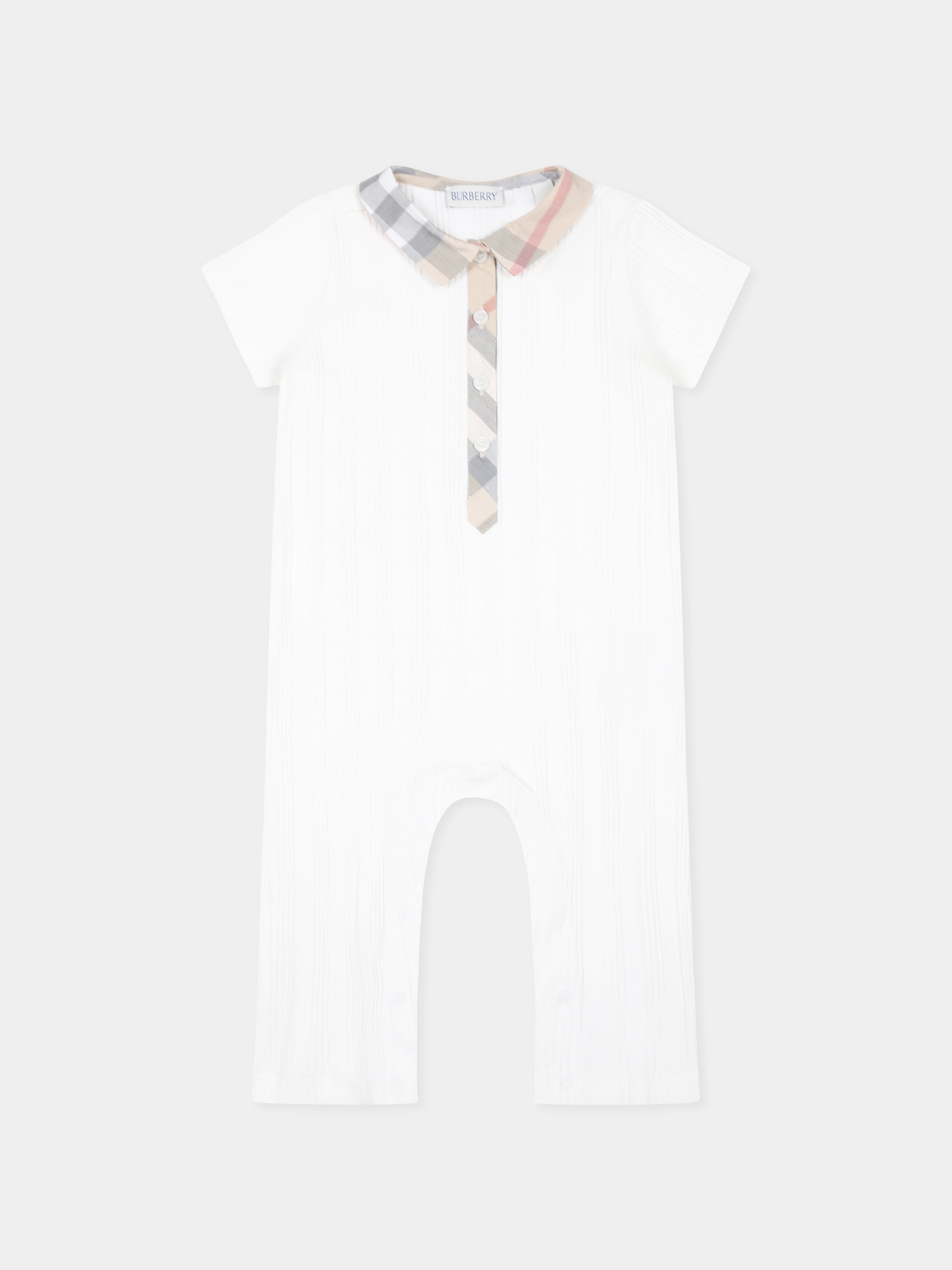 Pagliaccetto avorio per neonati con check vintage,Burberry Kids,8100256 A1464