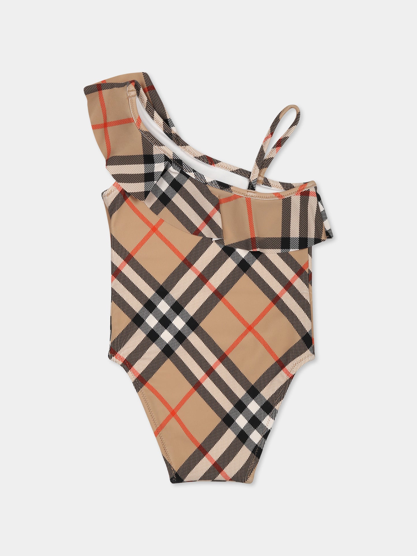 Maillot de bain beige pour bébé fille avec vintage check