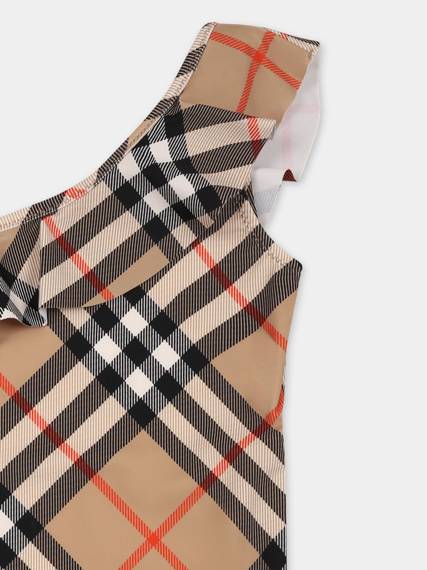 Maillot de bain beige pour bébé fille avec vintage check