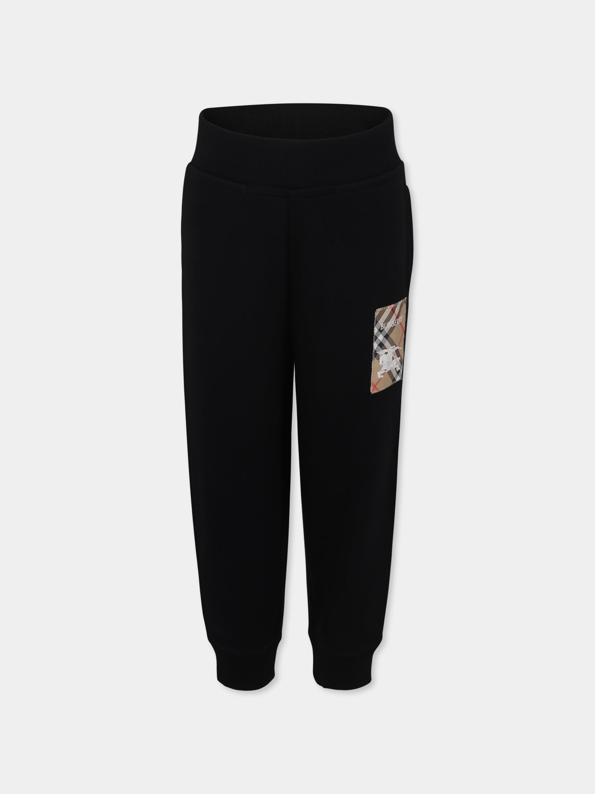 Pantaloni neri per bambini con cavaliere equestre,Burberry Kids,8105476 A1189