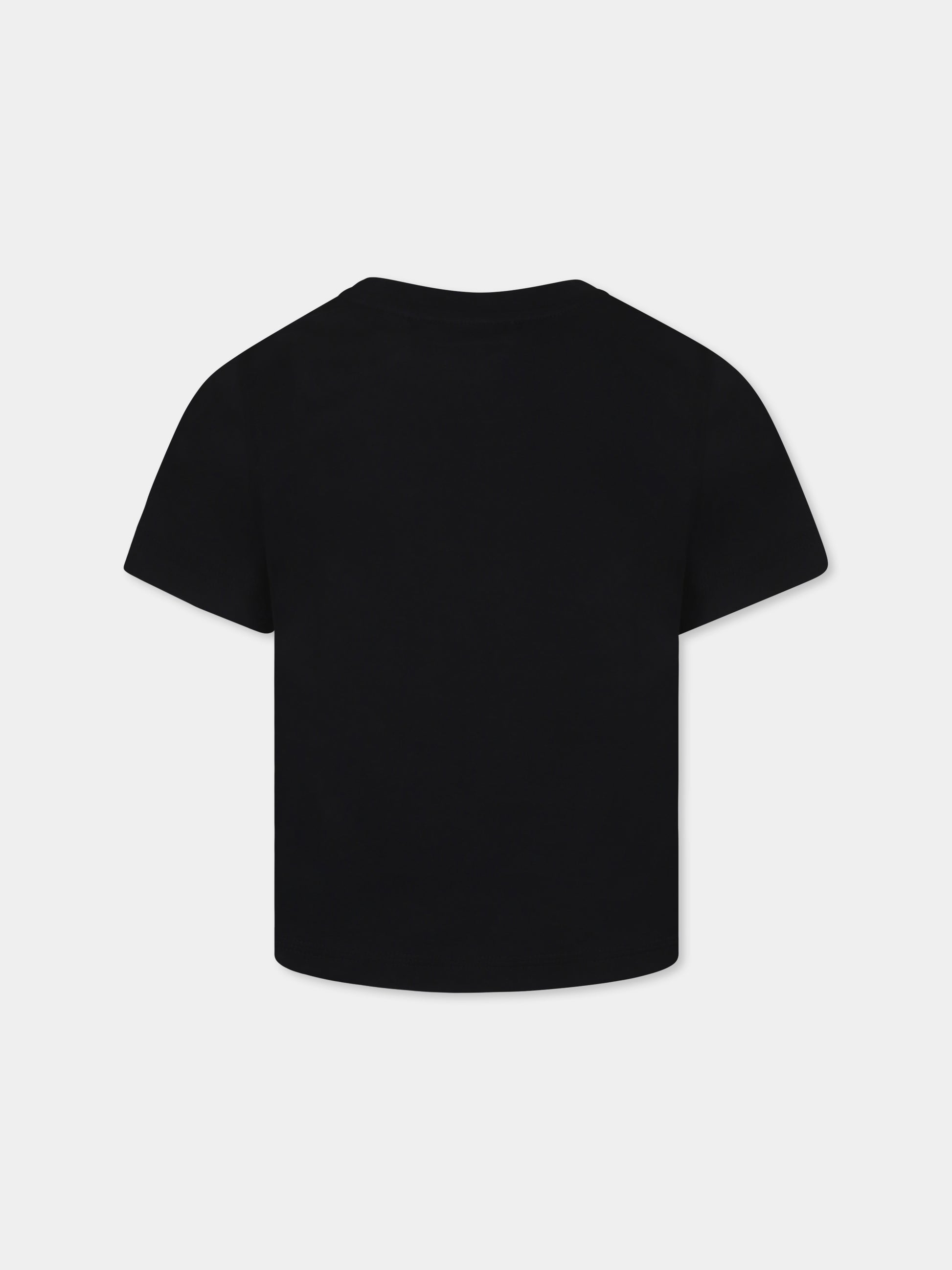 T-shirt nera per bambini con cavaliere equestre,Burberry Kids,8102869 A1189