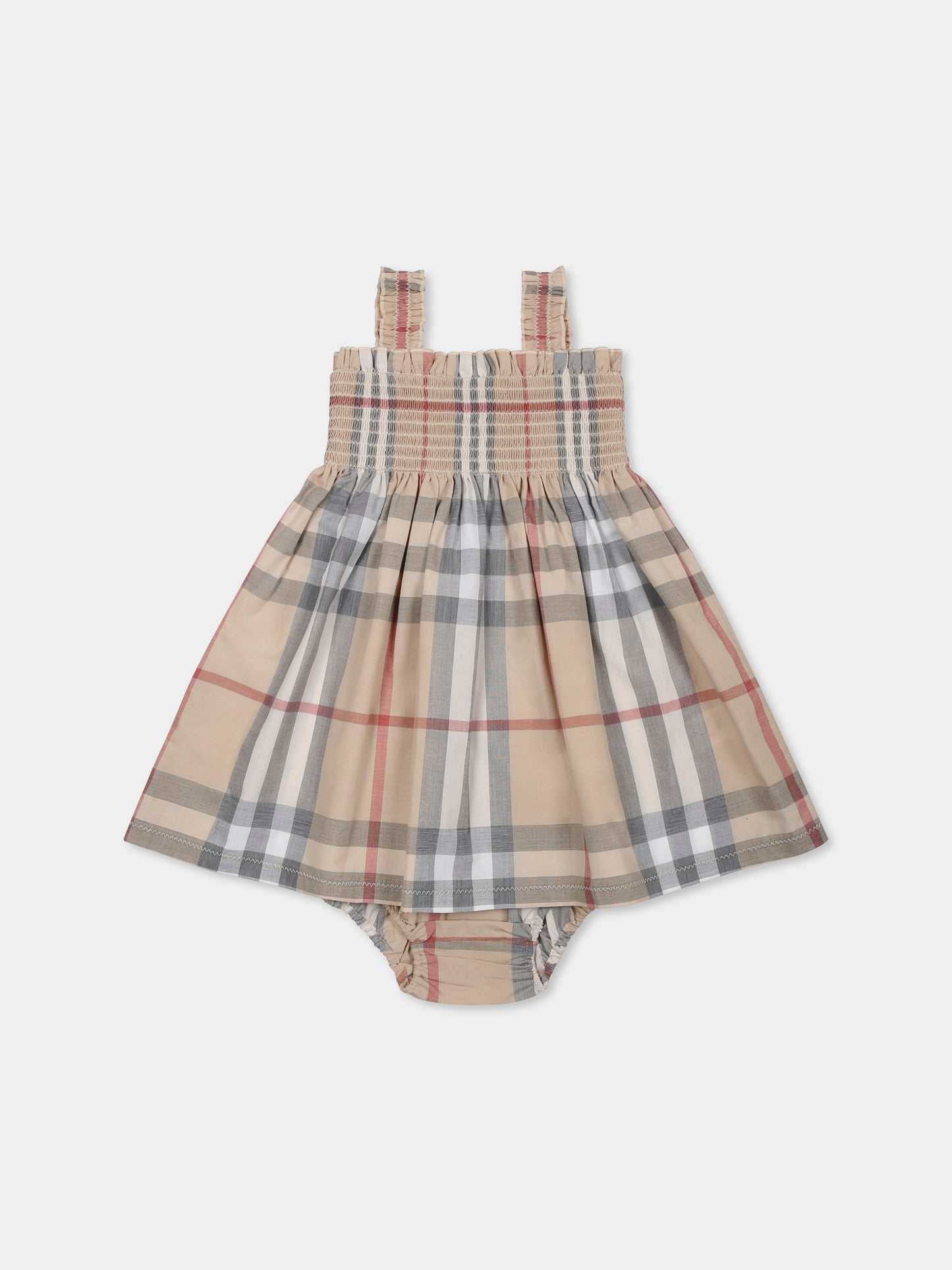 Vestito beige per neonata con check vintage,Burberry Kids,8100222 A2205