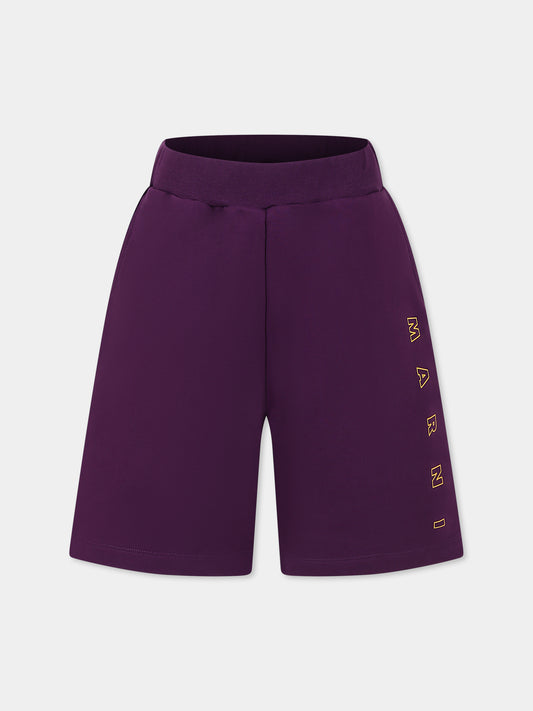 Shorts viola per bambino con logo,Marni Kids,M01450 M00V0 MP196U 0M609