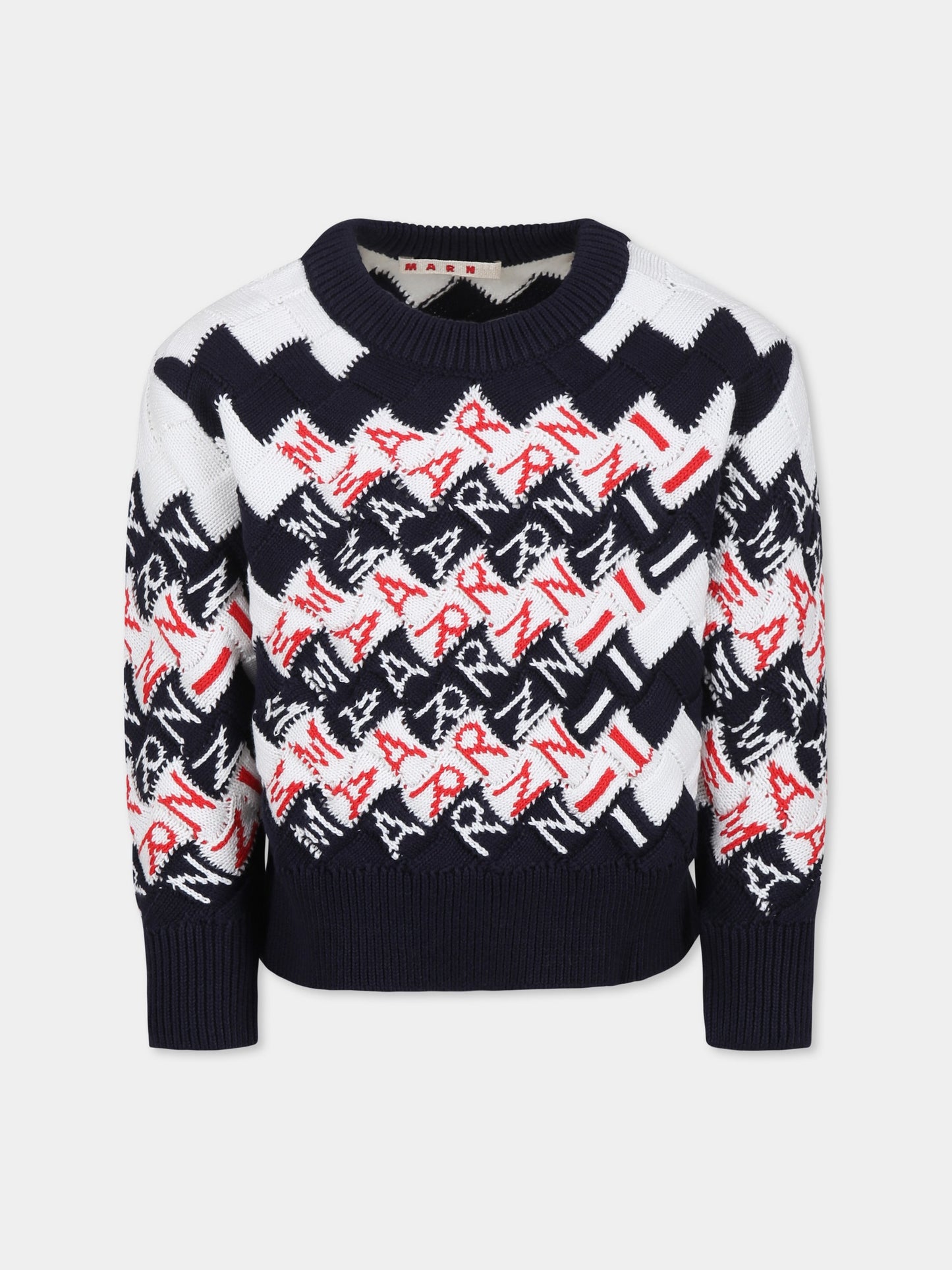 Maglione blu per bambino con logo,Marni Kids,M01417 M00U7 MK153U 0M803