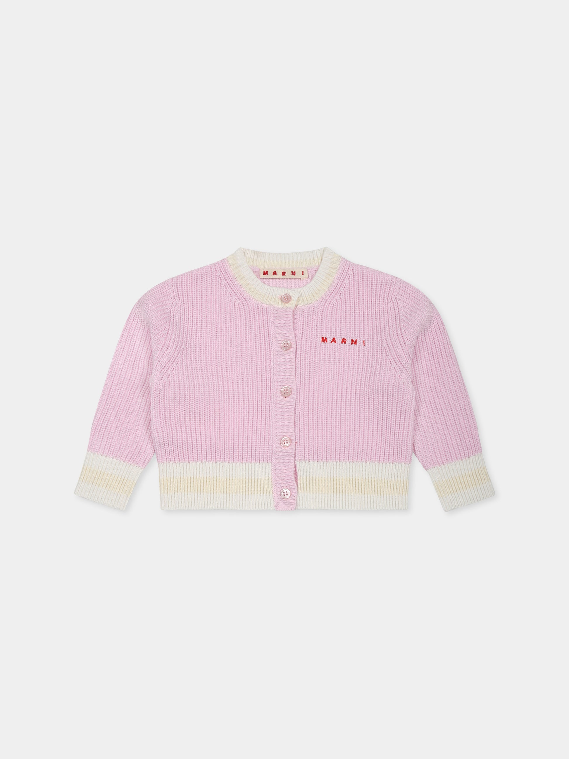 Cardigan rosa per neonata con logo,Marni Kids,M01394 M00V5 MK145V 0M347