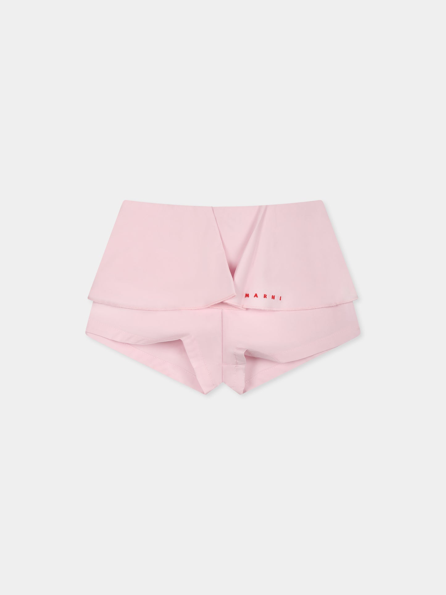 Shorts rosa per neonata con logo rosso ricamato,Marni Kids,M01461 M00UW MP191B 0M347